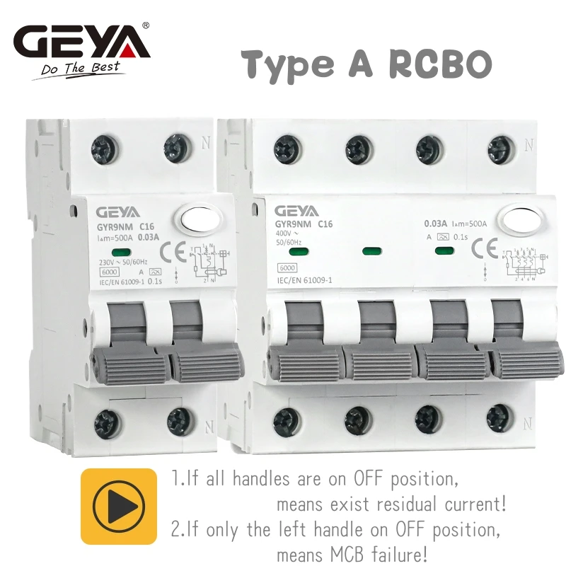 GEYA GYR9NM Type A RCBO Instruction Manual