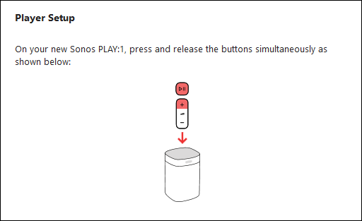 Screen showing which buttons need to be pressed on the speaker