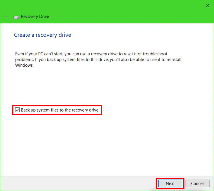 Backup system files