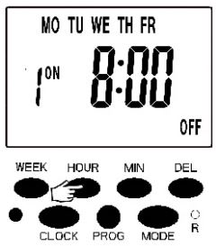 CFGROW Digital Timer Outlet User Manual - Press the “HOUR” button