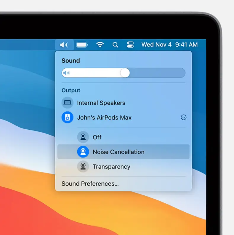Noise Cancellation and Transparency modes on Mac