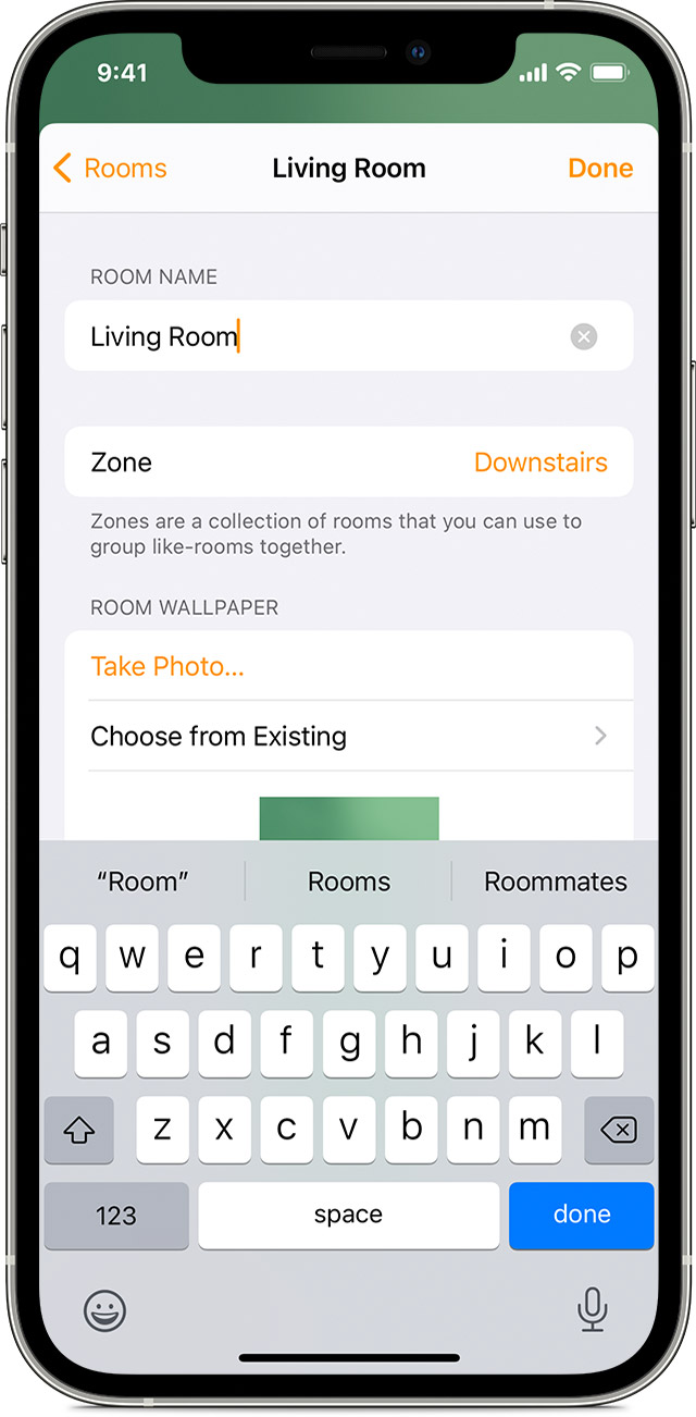 The Home app on iOS showing Scenes and Accessories in the Living Room. 