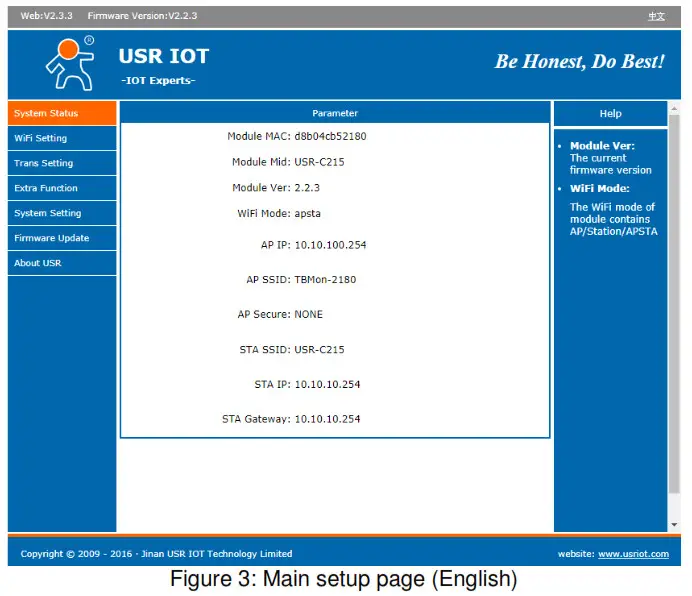 KO4BB Appendix A Configuring the WiFi Module Option - Main setup page (English)