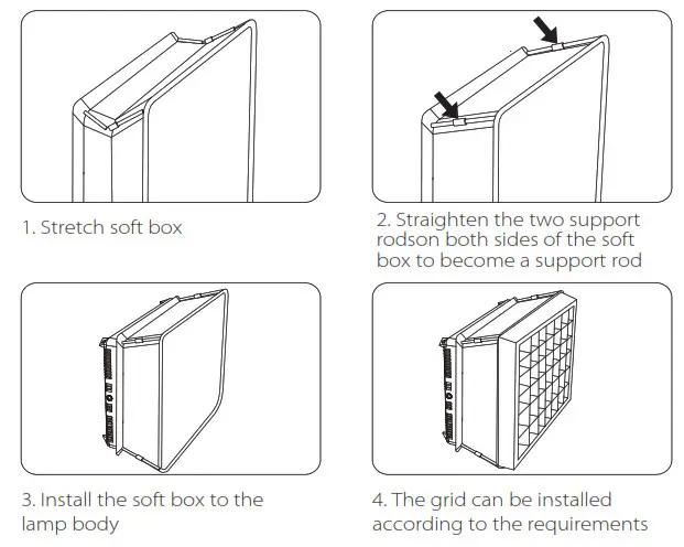 amaran P60c 3-Light Kit RGBWW Video Panel Light- Softbox installation