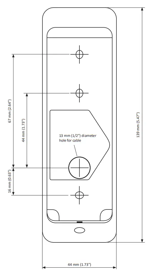 GALLAGHER T15 Access Control Reader - Mounting dimensions