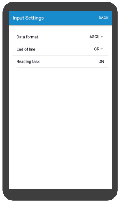 IoTize TapNPass Nomad NFC BLE Adapter for Modbus - Input Settings