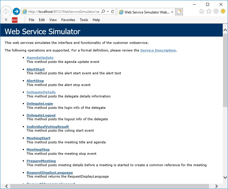 SHURE SW6000 ESI Web Service Simulator - Testing the Web Interface 10