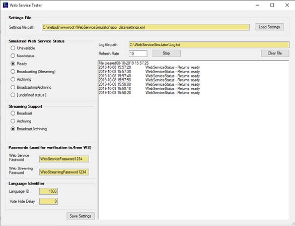 SHURE SW6000 ESI Web Service Simulator - Testing the Web Interface 4