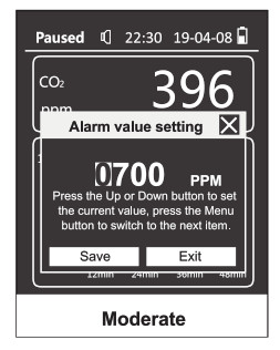 Temtop M2000 2nd Generation Multi Functional Air Quality Detector - Alarm value setting