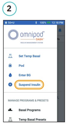 omnipod DASH Insulin Management System - Suspend and Resume Insulin Delivery 3