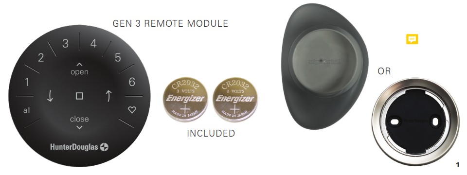 HunterDouglas PowerView Automation Gen 3 Remote Control User Manual - Key Components