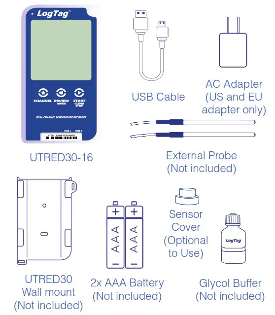 LogTag UTRED30 16 Dual Channel Temperature Recorder or Data Loggers - What s Included
