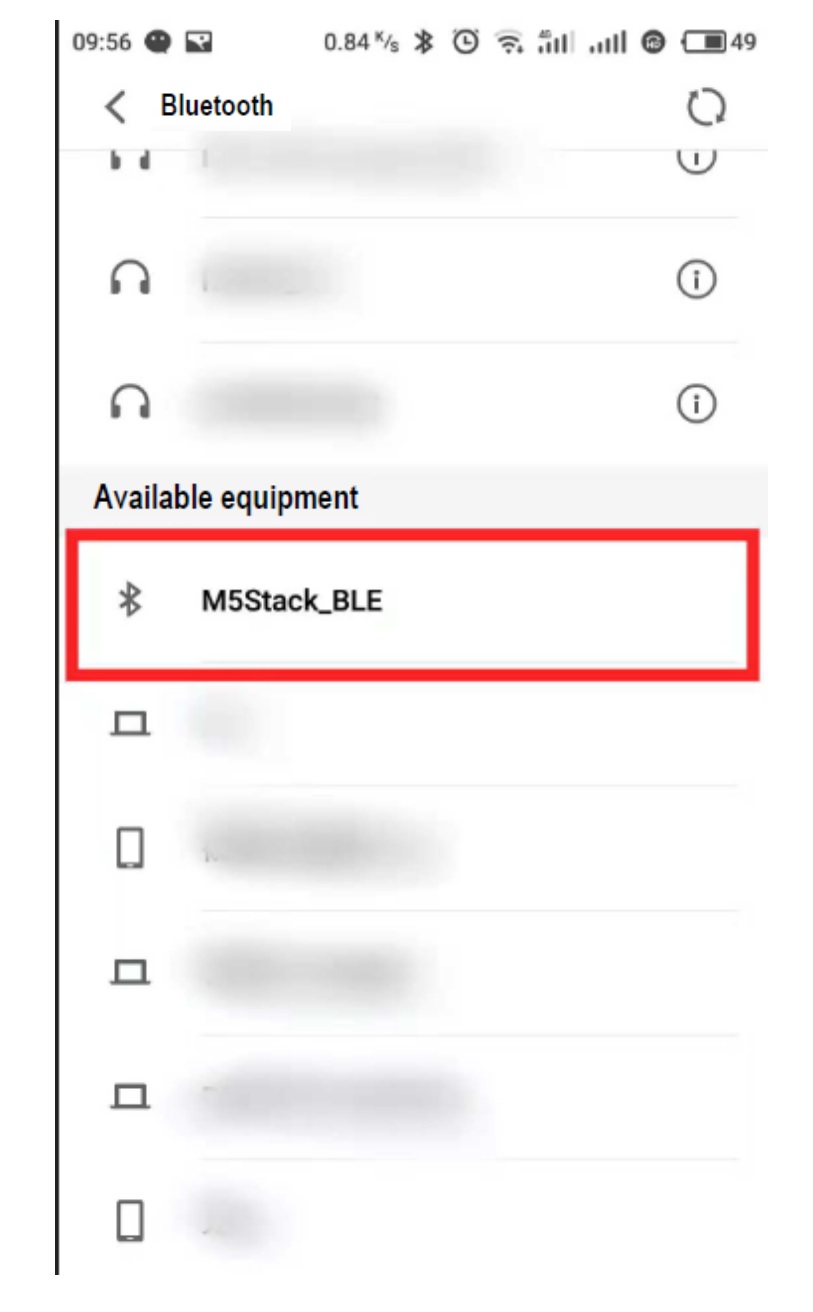 M5STACK ESP32 Core Ink Developer Module - A Bluetooth name m5stack is found on the mobile phone_ BLE