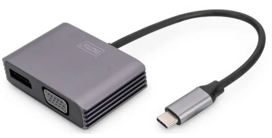 DIGITUS DA 70827 USB Type C 4K 2 In 1 DisplayPort VGA Graphics Adapter