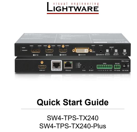 LIGHTWARE SW4-TPS-TX240 HDBaseT Transmitter User Guide