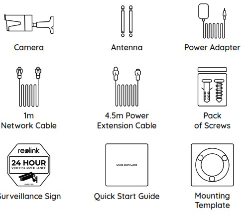 reolink RLC Series Smart HD Wireless WiFi Camera with Zoom - in the Box