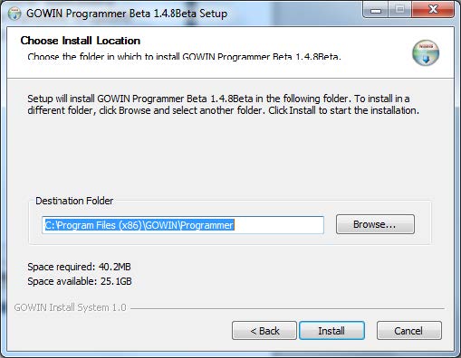 FIG 12 Select Programmer Installation Directory