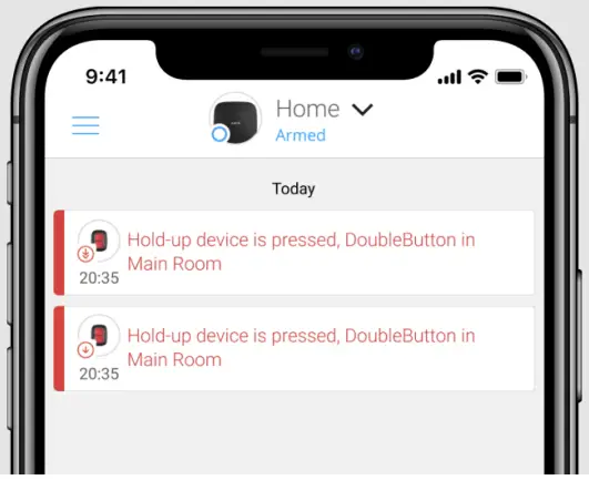 Alarms interface