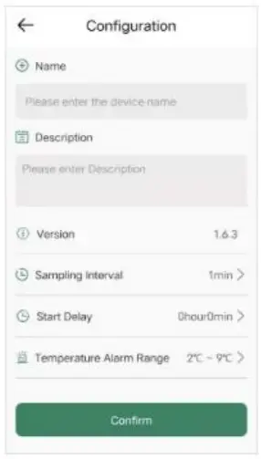 BlueTag T10/TH10 Bluetooth Temperature Data Loggers Parameters Configuration: