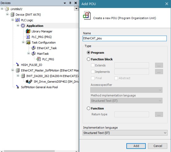 invt AX7 Series CPU Module - programming instance 6