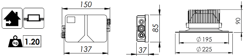 Beghelli DL IP65 Recessed LED Downlight - fig2
