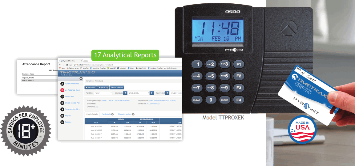 TIMETRAX Elite Prox Proximity Time Clock System - fig