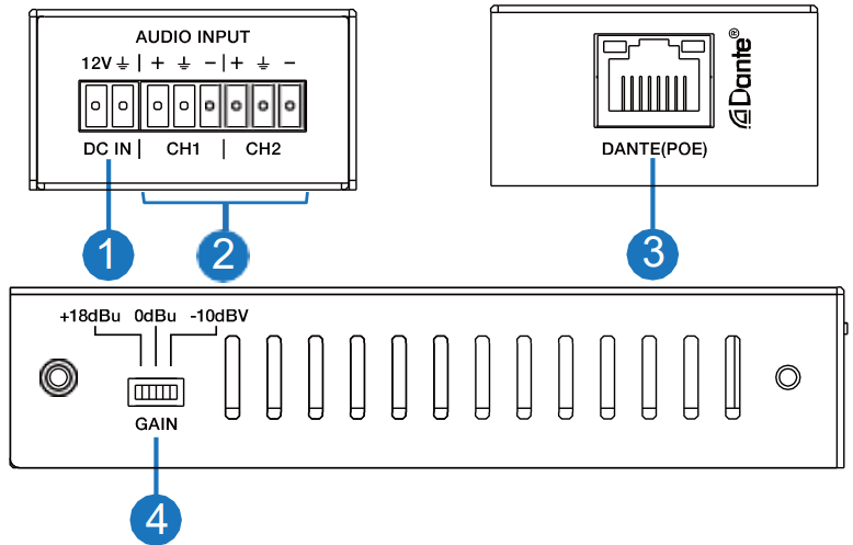 VigilLink VL-DA2PE-1 Dante 2CH Analog Audio Encoder with POE -