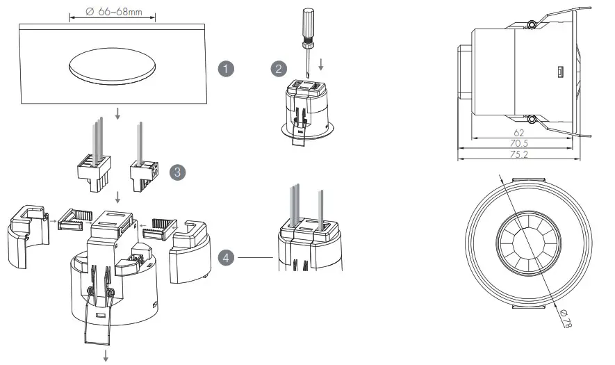 mesh PIR Standalone Motion Sensor with Bluetooth - Mechanical Structure and Dimensions 1