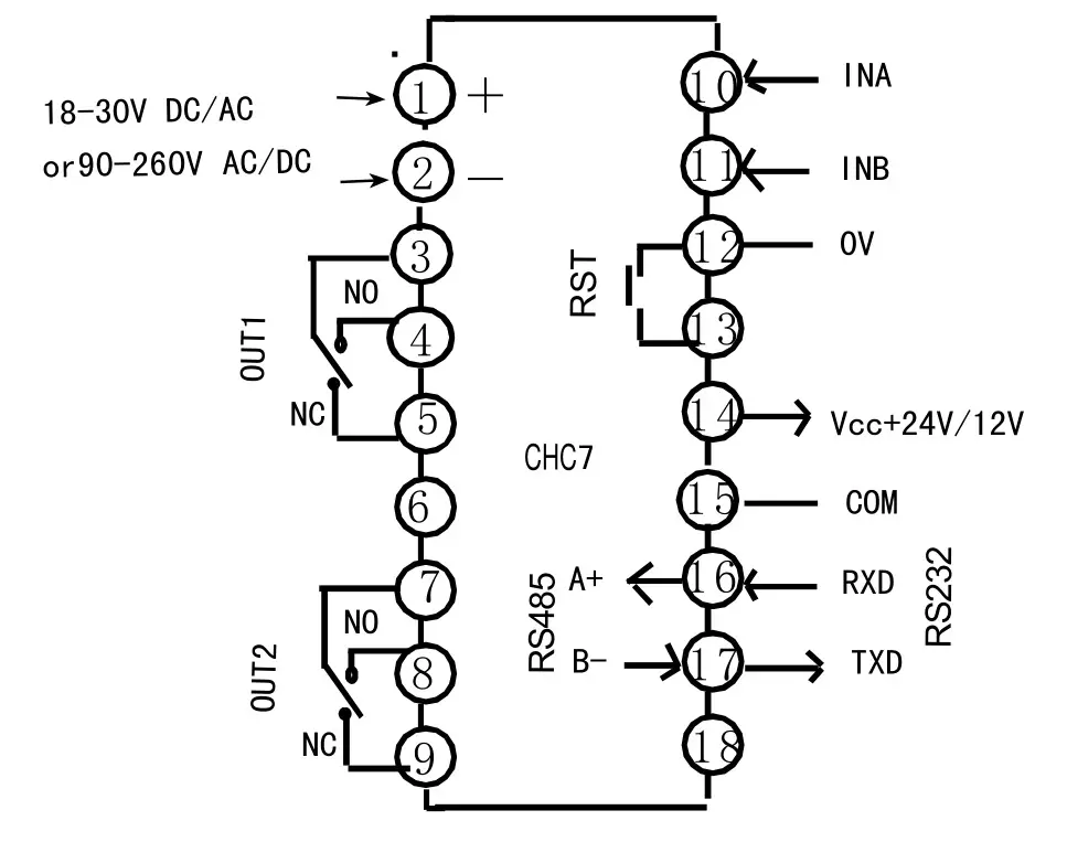 APOSUN CHC8 CHC Series Pulse Counter - Terminal connection(refer to the lable on meter)