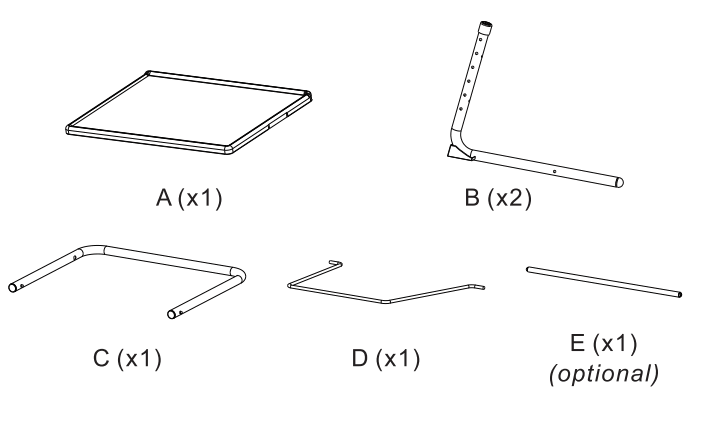JAXSUNNY HG61A1085 Adjustable Tray Table - Hardware List