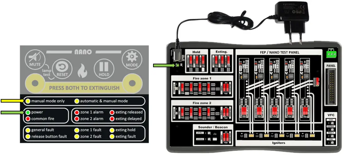 N2KB FTM Testpanel for Nano Fire Detection and Extinguishing Control System - POWER SUPPLY