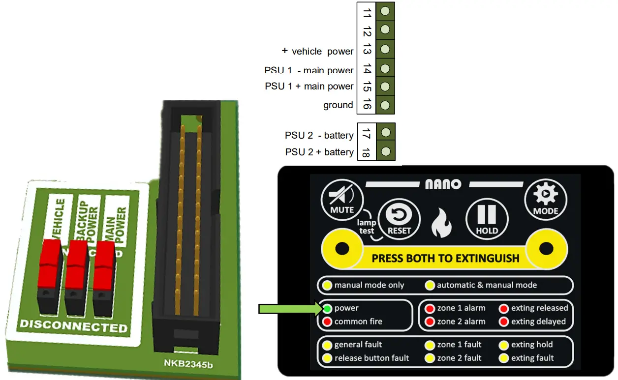 N2KB FTM Testpanel for Nano Fire Detection and Extinguishing Control System - TESTING POWER INPUTS
