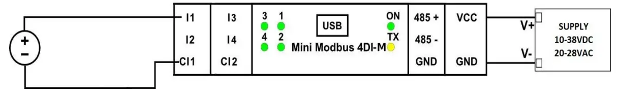 aspar Mini Modbus 4DI-M Expansion Module - Module