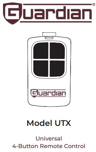 GUARDIAN UTX Universal 4 Button Remote Control Instruction Manual