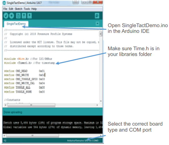 SingleTact Miniature Force Sensor System - Output Setup