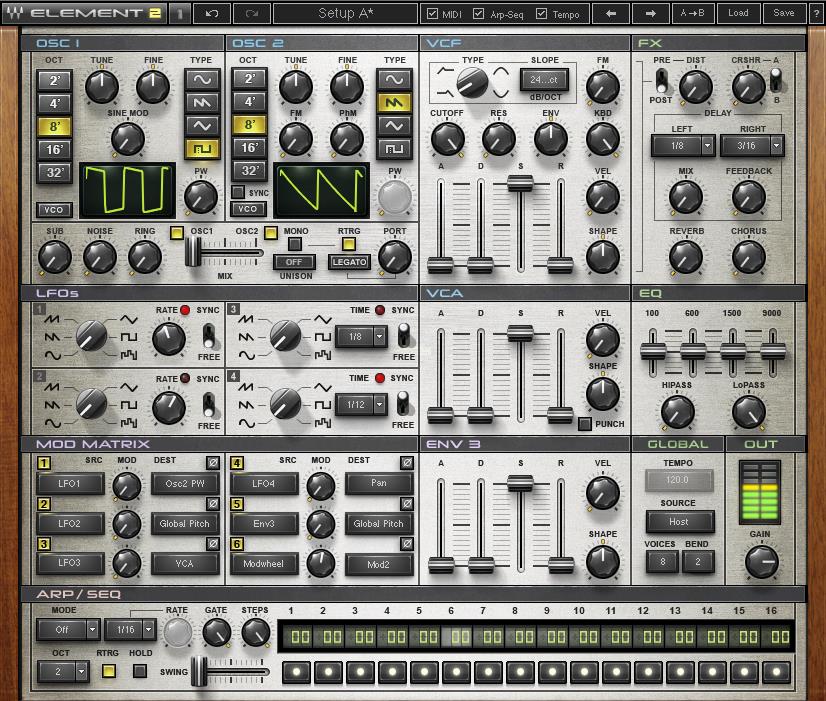 WAVES Element 2 0 Subtractive Polyphonic Virtual Analog Synthesizer - INTERFACE AND CONTROLS