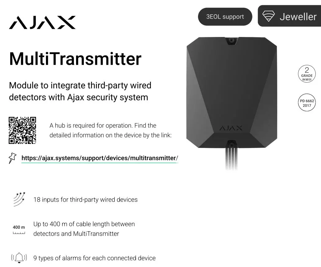 AJAX MultiTransmitter Integration Module User Manual