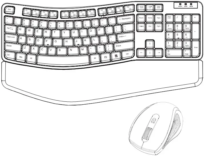 amazon basics HM8190US Ergonomic Wireless Keyboard and Mouse Combo - Wireless Mouse