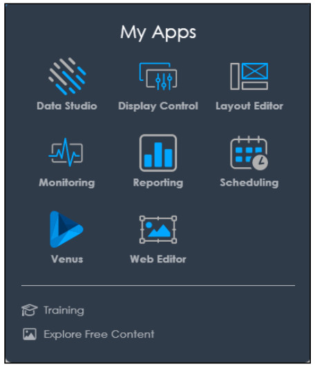 DAKTRONICS DD5102252 Venus Control Suite Monitoring App - My Apps Menu