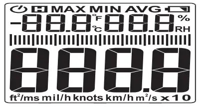 HTC INSTRUMENT AVM 03 Digital Anemometer - Display screen