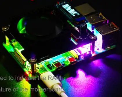 RaspberryPi RGB Cooling HAT Intelligent Control of Fan Speed Real Time Display of Status - Figure