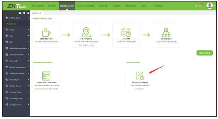 ZKTeco ZKBio Time Powerful Web-Based Time and Attendance Management Software - Attendance Report