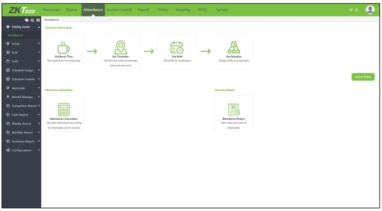 ZKTeco ZKBio Time Powerful Web-Based Time and Attendance Management Software - Attendance Workbench
