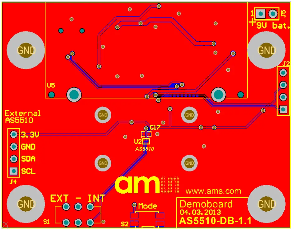 ams AS5510 10 bit Linear Incremental Position Sensor - PCB layout