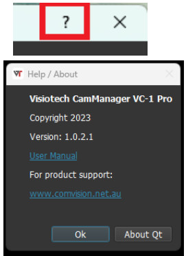 COMVISION Visiotech VC-1 Pro Cam Manager Windows Application - firmware