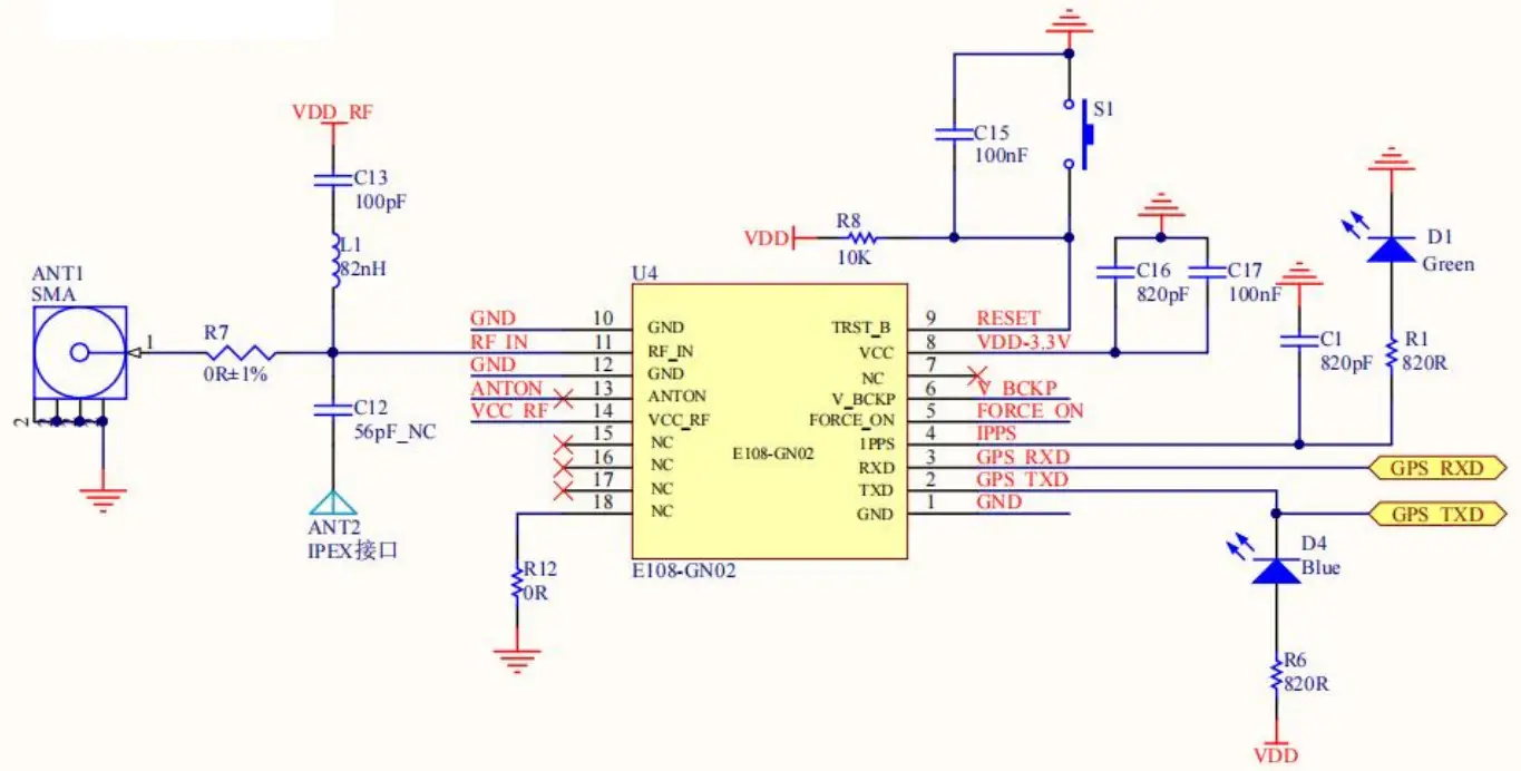 EBYTE E108 GN Series Multi Mode Satellite Positioning and Navigation Module - pins definition 4