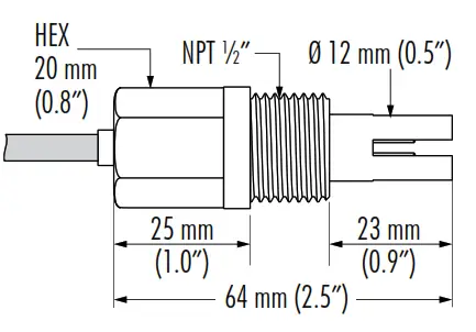 EC Process Mini Controller Series - Probe Dimension