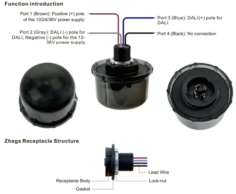 SUNRICHER SR DA9031A MW IP65 DALI 2 Multi Sensor with ZHAGA Interface Socket - Function introduction