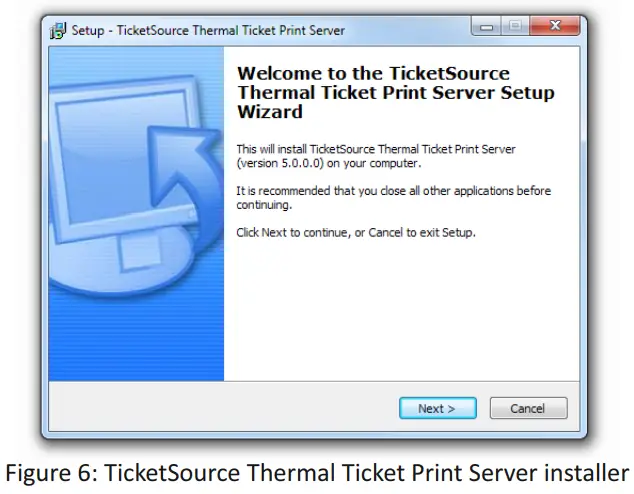 ticketSource Thermal Ticket Print Server - Print Server installer