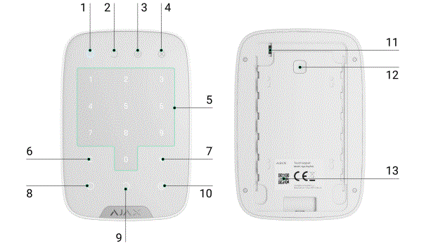 AJAX-WH-System-Keypad-Wireless-Touch-Keyboard-fig-1